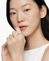 Petite Helena Ring in Sterling Silver with 18K Yellow Gold, Pearls and Diamonds, 2.5mm